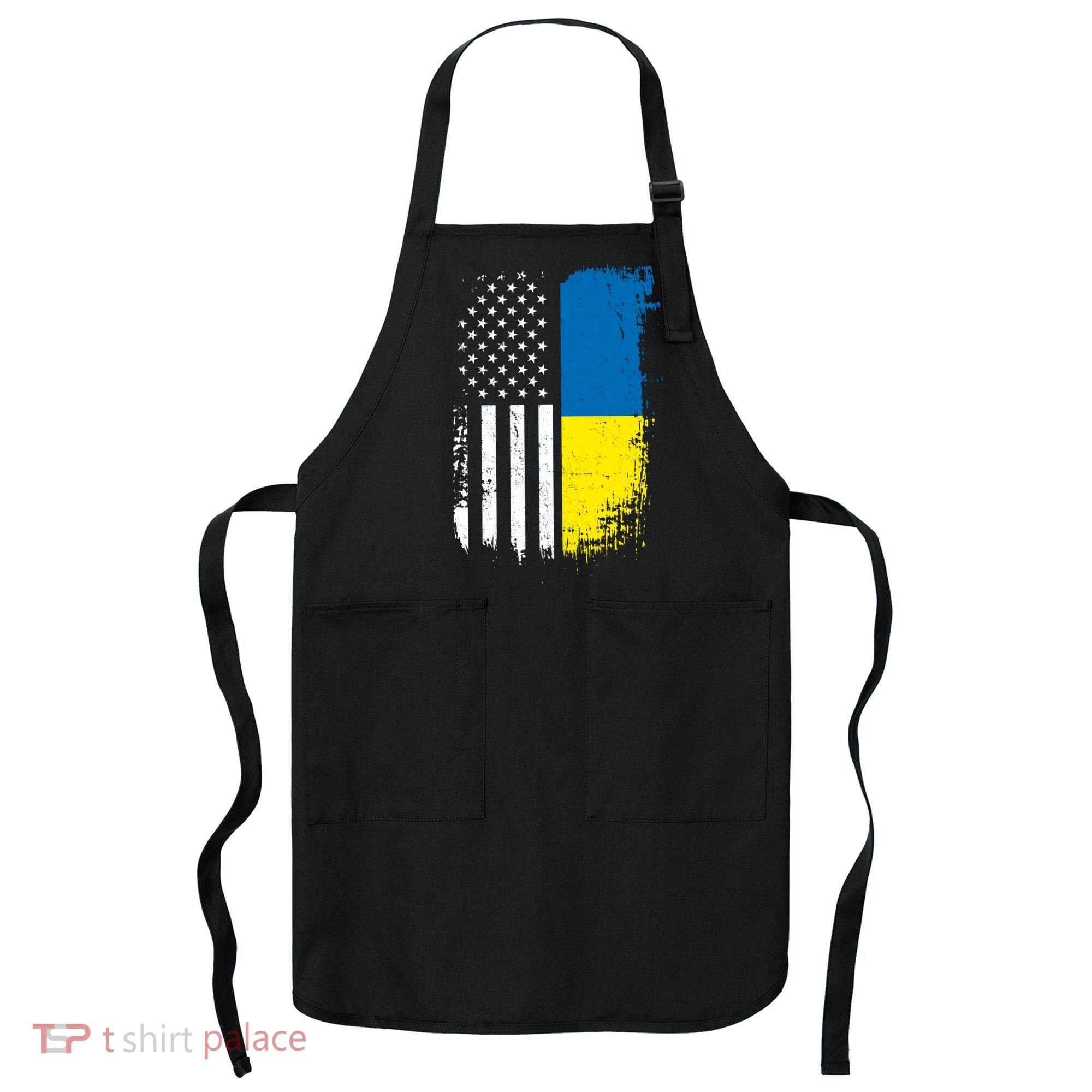 Distressed USA Ukraine Flag Stand With Ukraine Apron