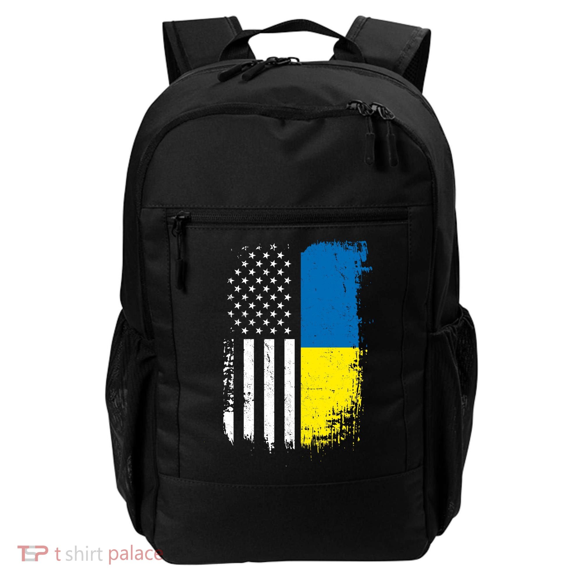 Distressed USA Ukraine Flag Stand With Ukraine Backpack