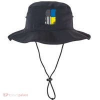 Distressed USA Ukraine Flag Stand With Ukraine Bucket Hat thumb 0