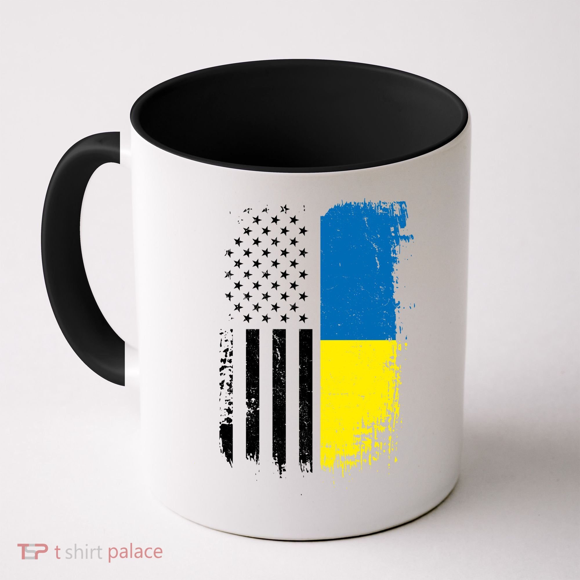 Distressed USA Ukraine Flag Stand With Ukraine Coffee Mug