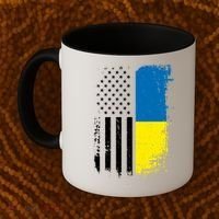 Distressed USA Ukraine Flag Stand With Ukraine Coffee Mug thumb 2