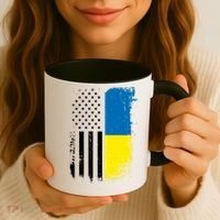 Distressed USA Ukraine Flag Stand With Ukraine Coffee Mug thumb 3