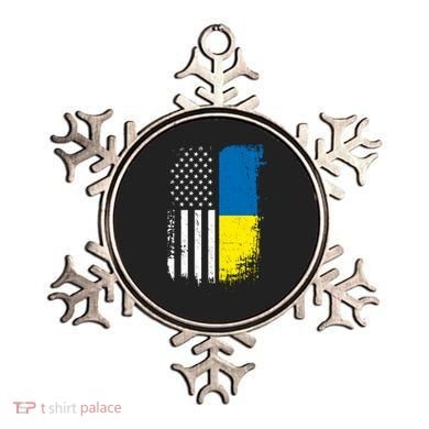 Distressed USA Ukraine Flag Stand With Ukraine Ornament
