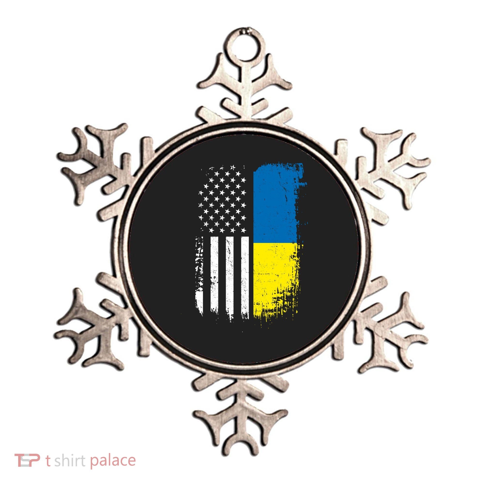 Distressed USA Ukraine Flag Stand With Ukraine Ornament