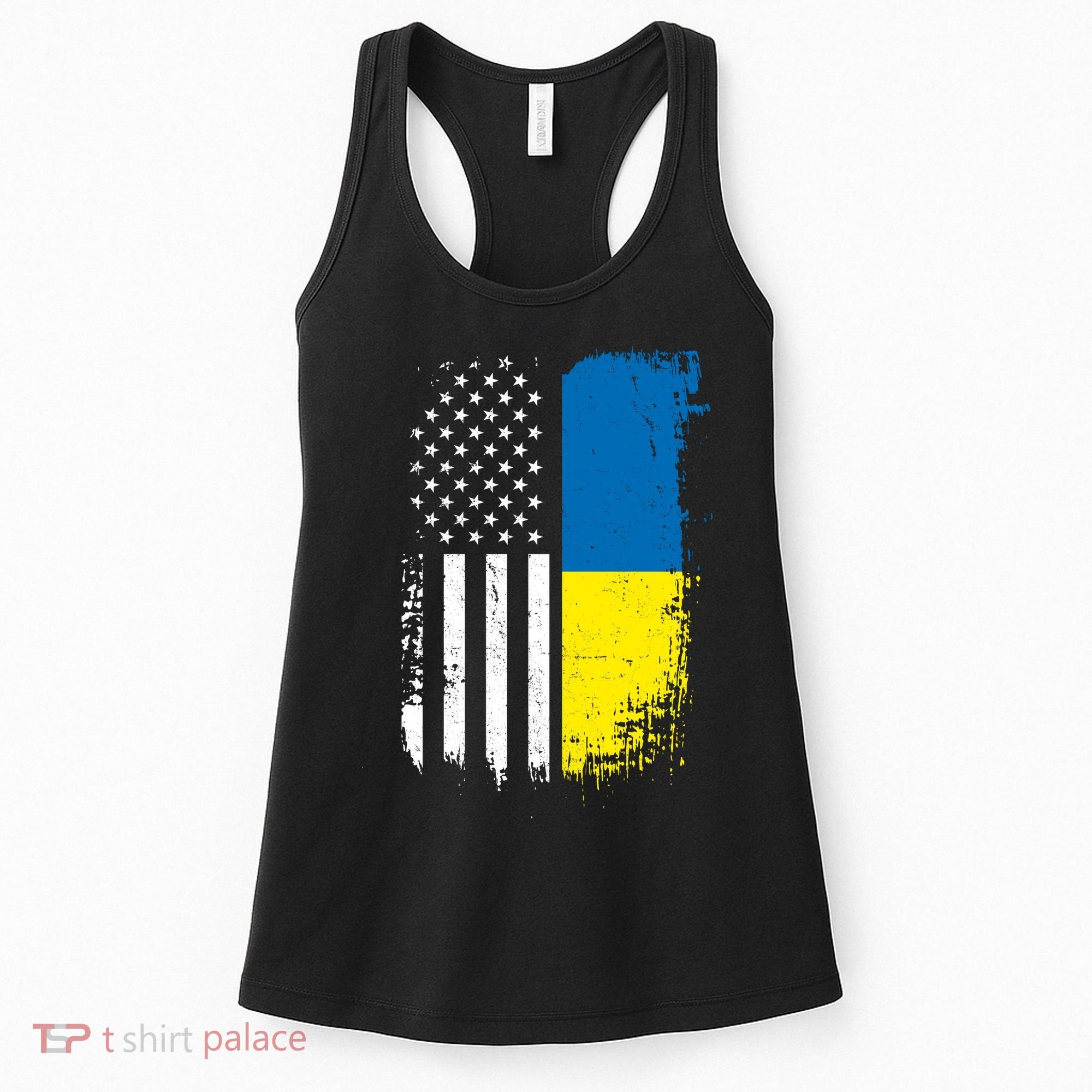 Distressed USA Ukraine Flag Stand With Ukraine Women's Tank Top