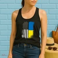 Distressed USA Ukraine Flag Stand With Ukraine Women's Tank Top thumb 2