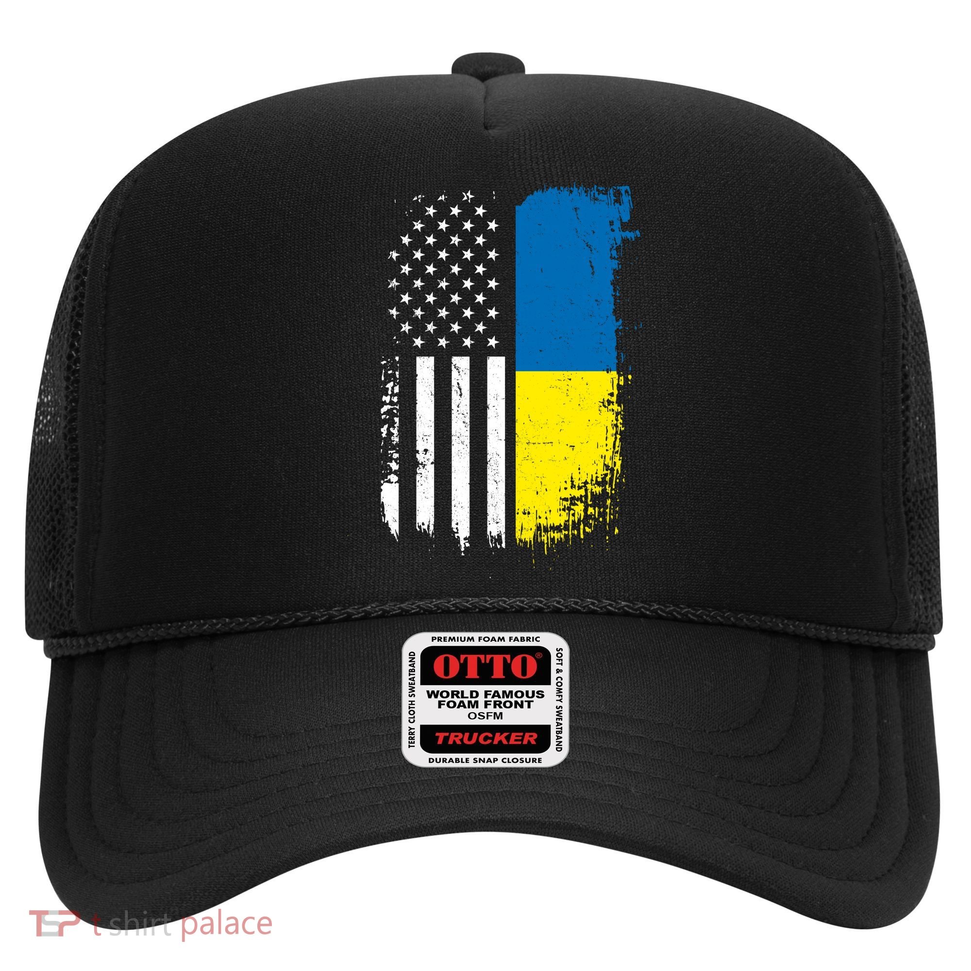 Distressed USA Ukraine Flag Stand With Ukraine Hat