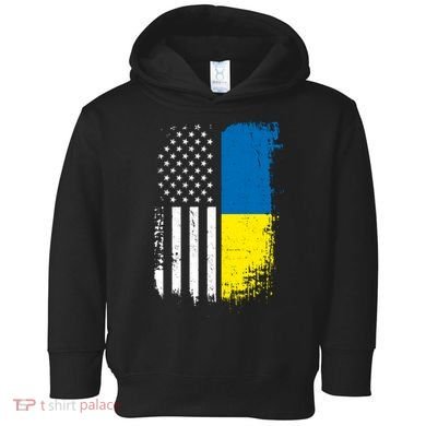 Distressed USA Ukraine Flag Stand With Ukraine Toddler Hoodie