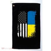 Distressed USA Ukraine Flag Stand With Ukraine Golf Towel thumb 0