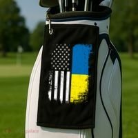 Distressed USA Ukraine Flag Stand With Ukraine Golf Towel thumb 2