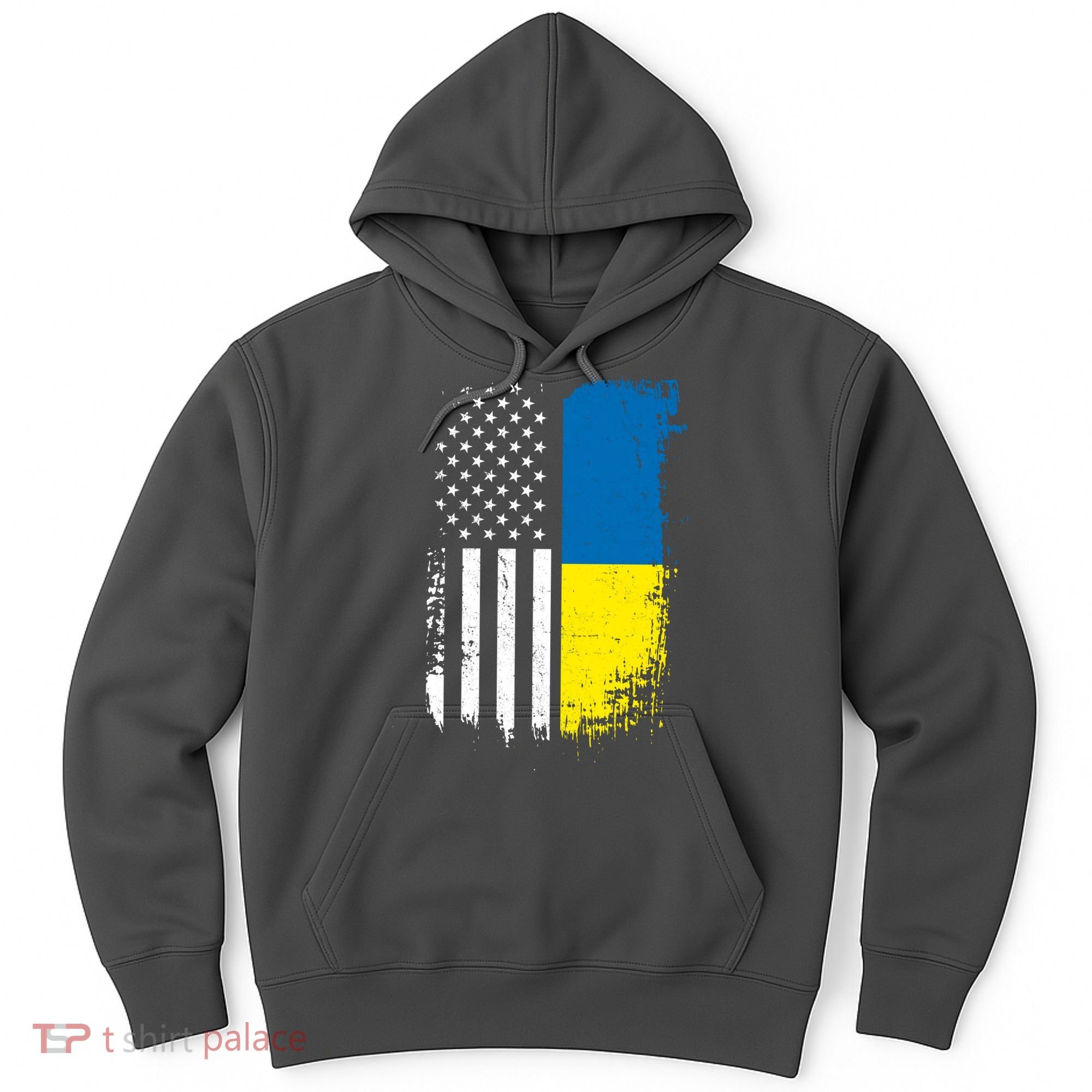 Distressed USA Ukraine Flag Stand With Ukraine Hoodie
