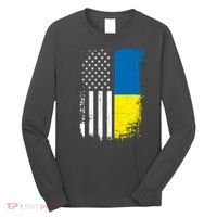 Distressed USA Ukraine Flag Stand With Ukraine Long Sleeve Shirt thumb 0