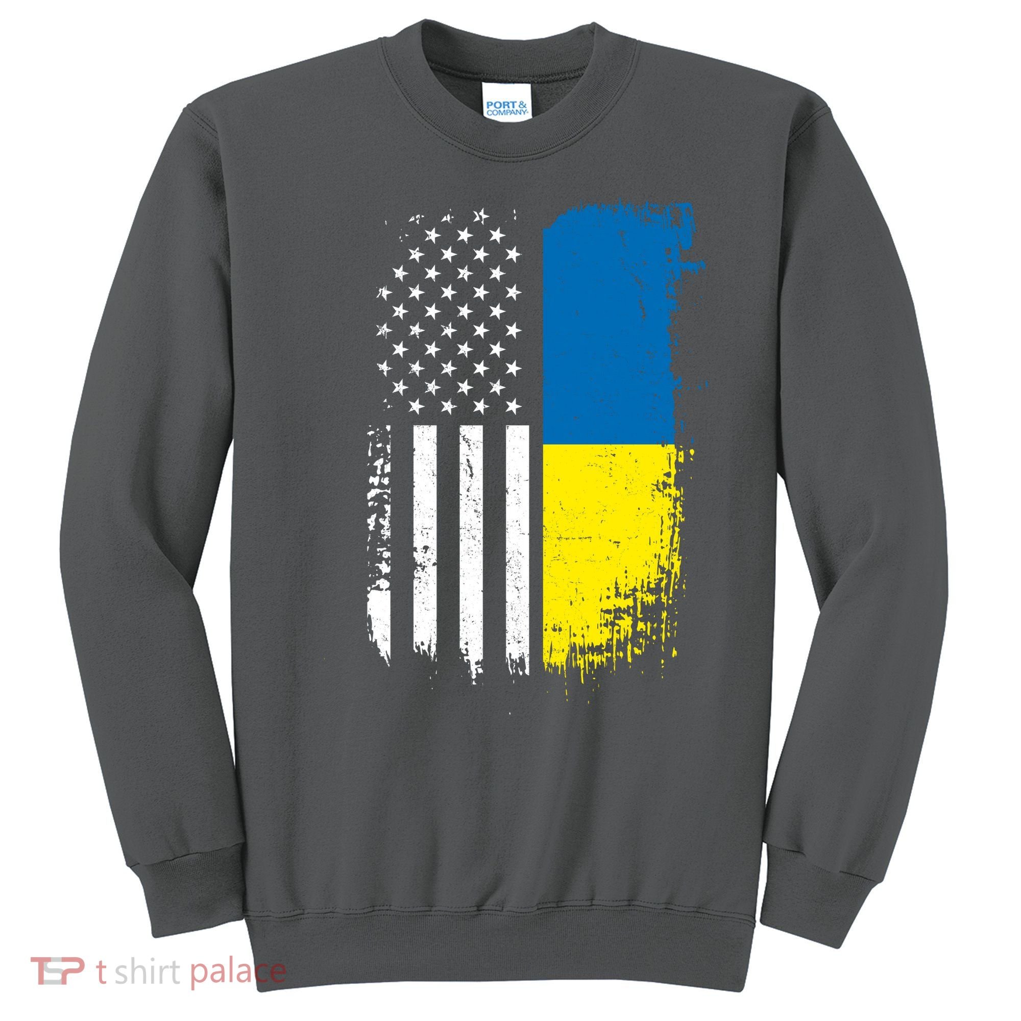 Distressed USA Ukraine Flag Stand With Ukraine Sweatshirt