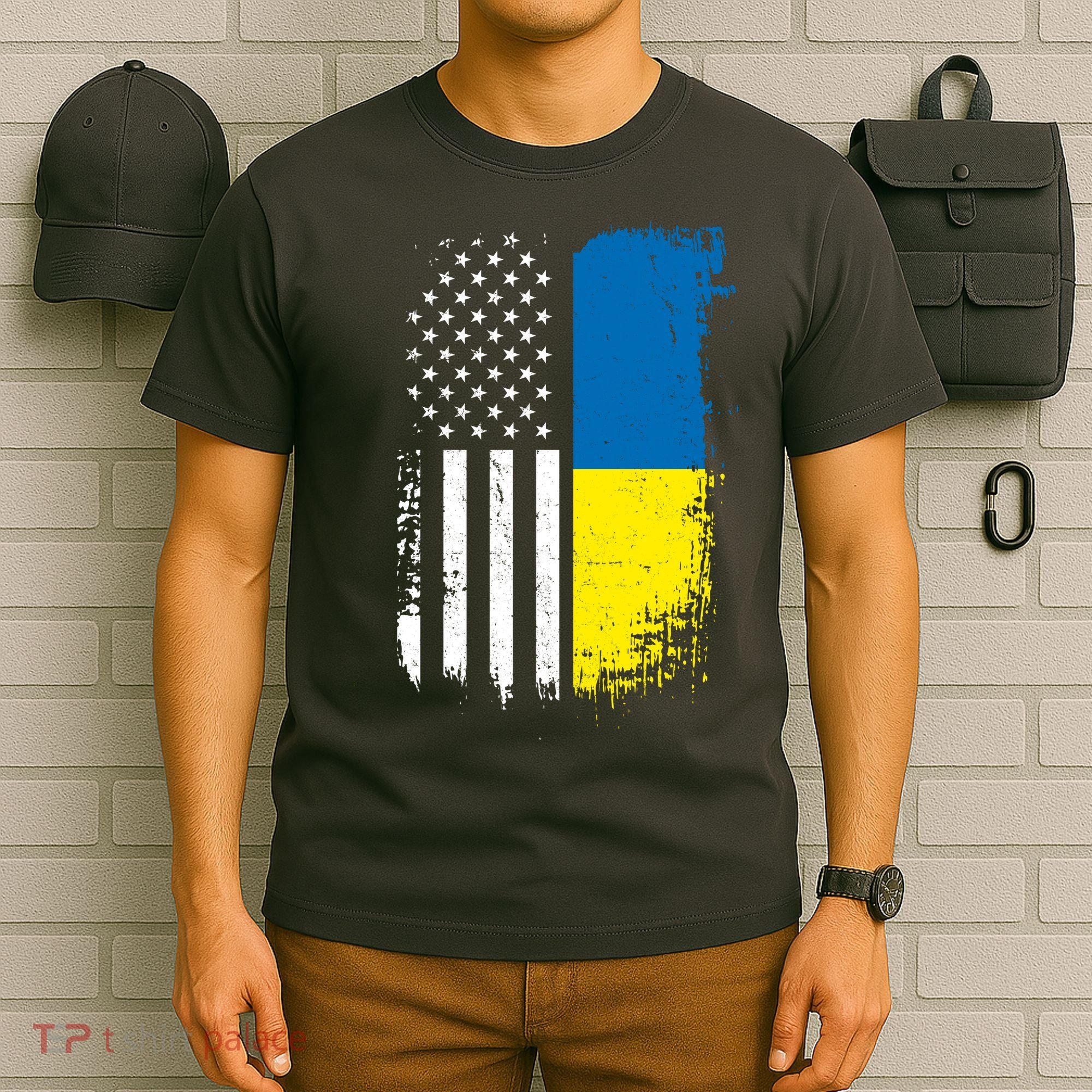 Distressed USA Ukraine Flag Stand With Ukraine T-Shirt