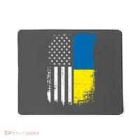 Distressed USA Ukraine Flag Stand With Ukraine Mousepad thumb 0