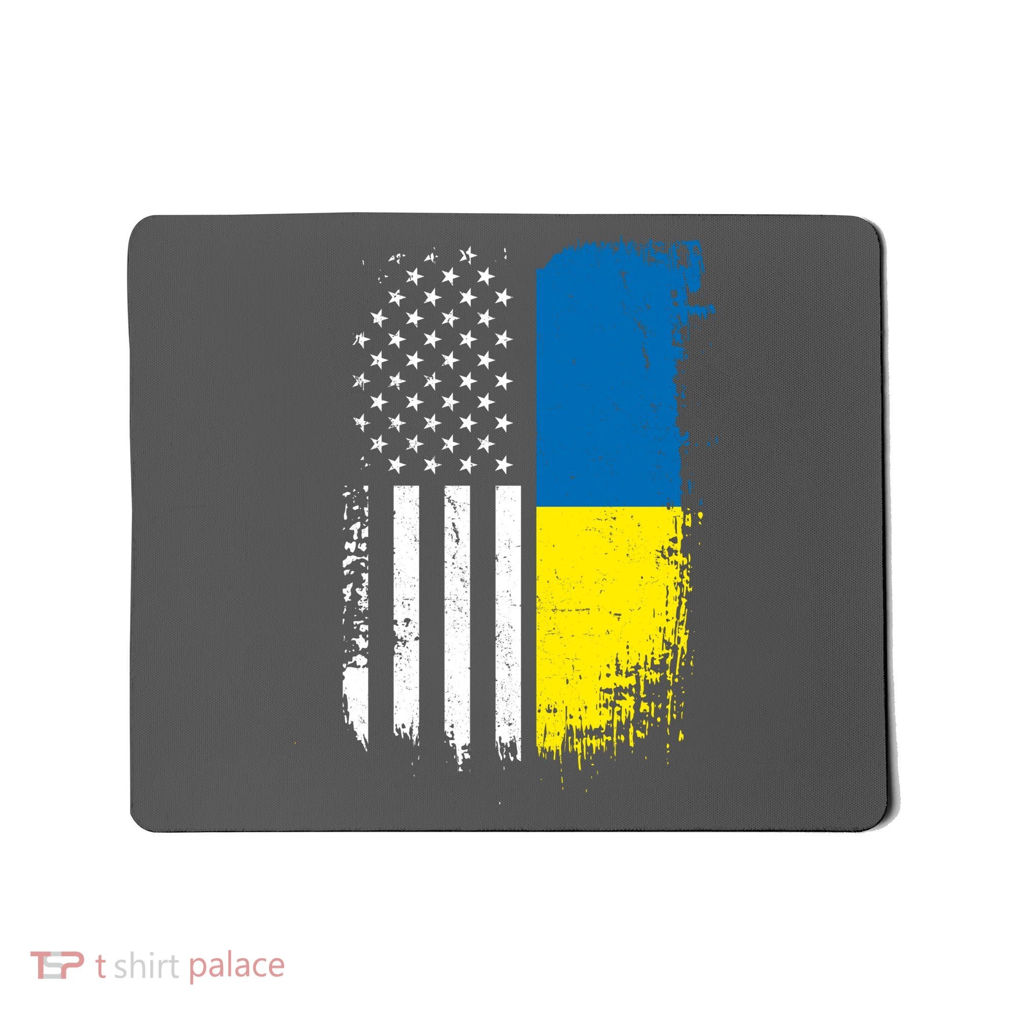 Distressed USA Ukraine Flag Stand With Ukraine Mousepad