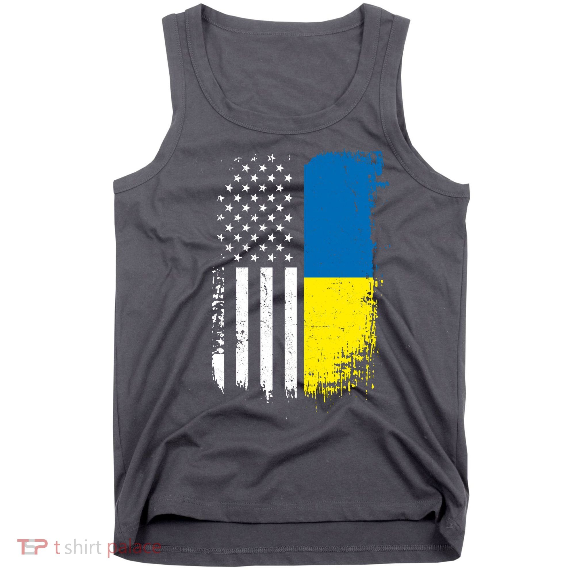 Distressed USA Ukraine Flag Stand With Ukraine Tank Top