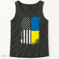 Distressed USA Ukraine Flag Stand With Ukraine Tank Top thumb 2