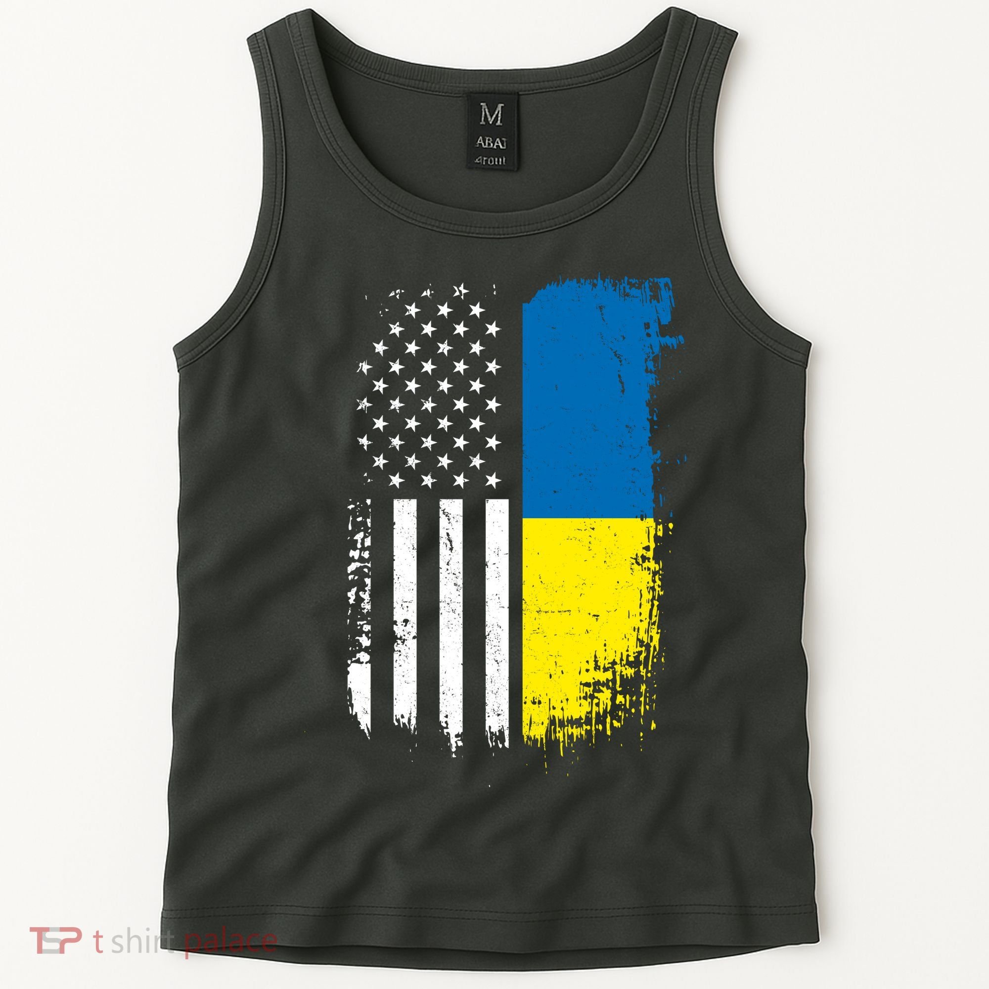 Distressed USA Ukraine Flag Stand With Ukraine Tank Top