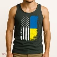 Distressed USA Ukraine Flag Stand With Ukraine Tank Top thumb 3