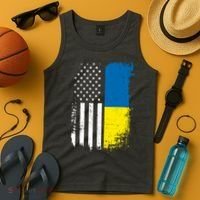 Distressed USA Ukraine Flag Stand With Ukraine Tank Top thumb 4
