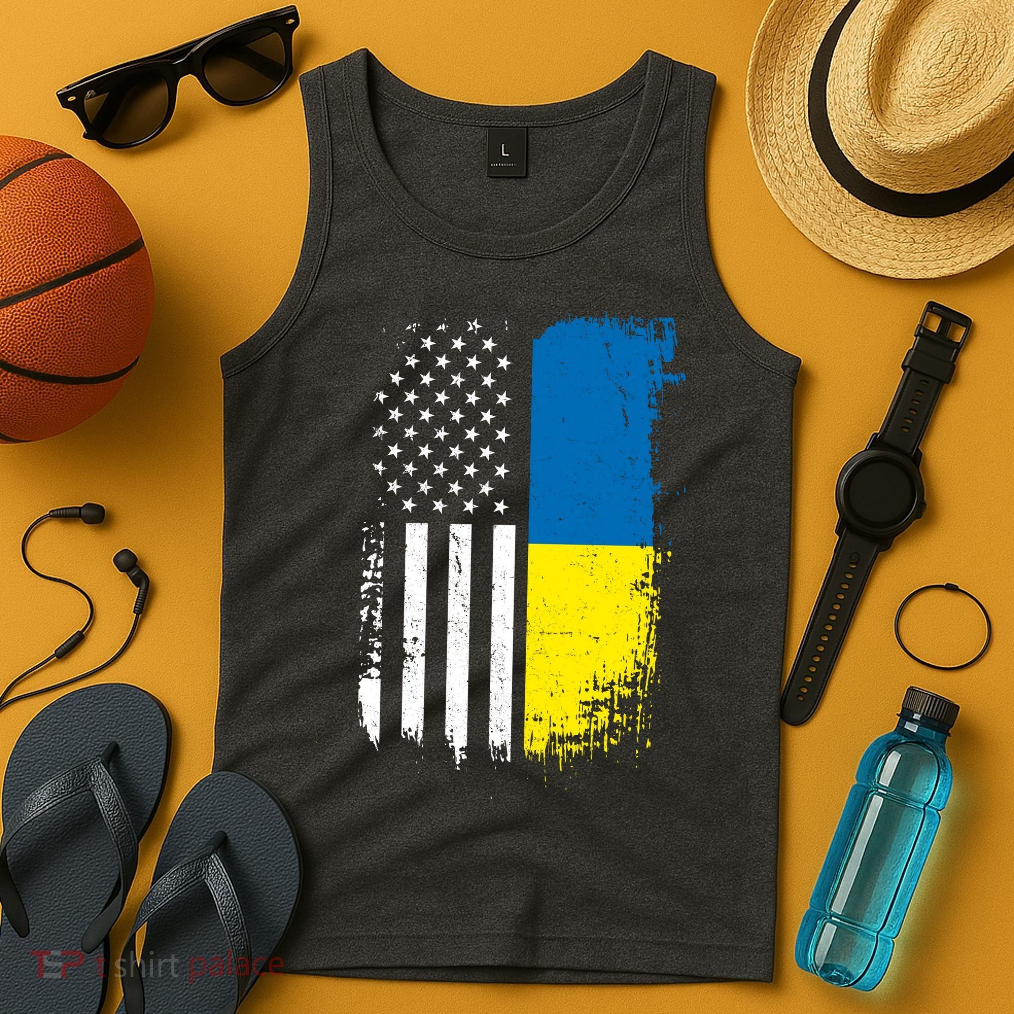 Distressed USA Ukraine Flag Stand With Ukraine Tank Top