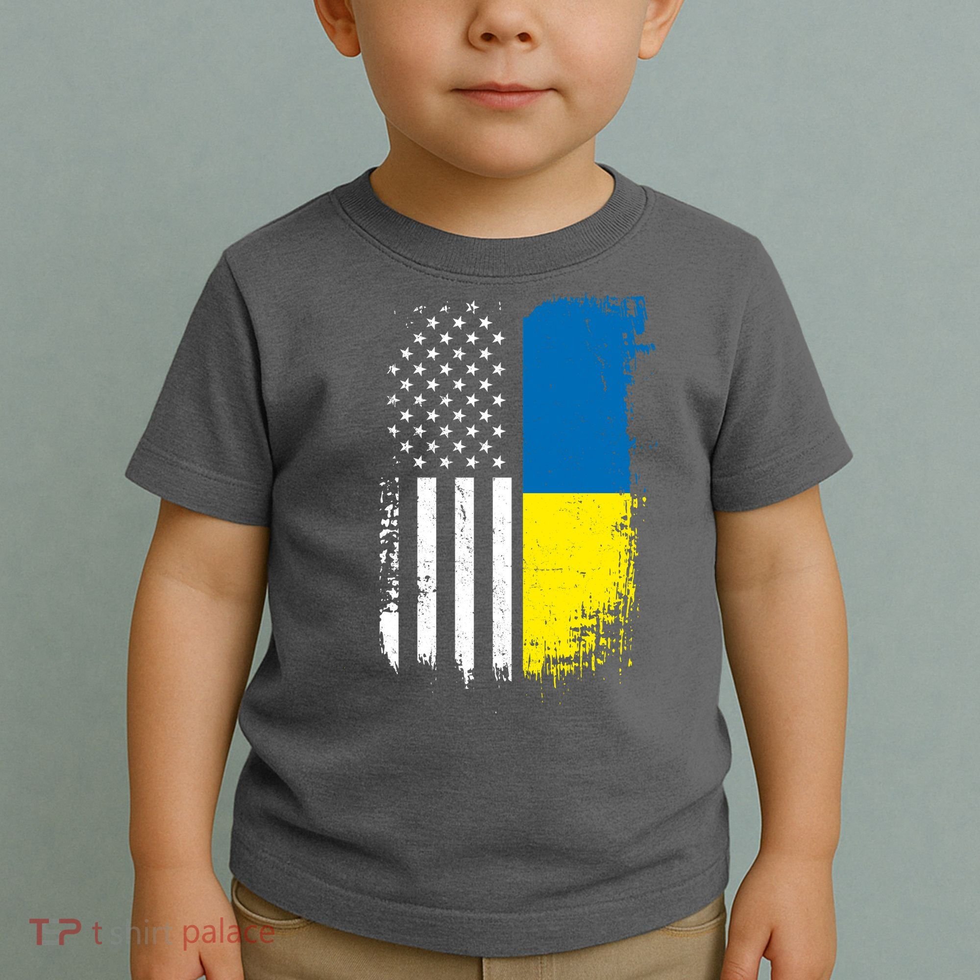 Distressed USA Ukraine Flag Stand With Ukraine Toddler T-Shirt