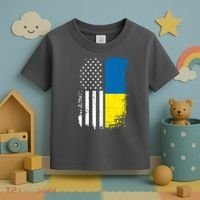 Distressed USA Ukraine Flag Stand With Ukraine Toddler T-Shirt thumb 3