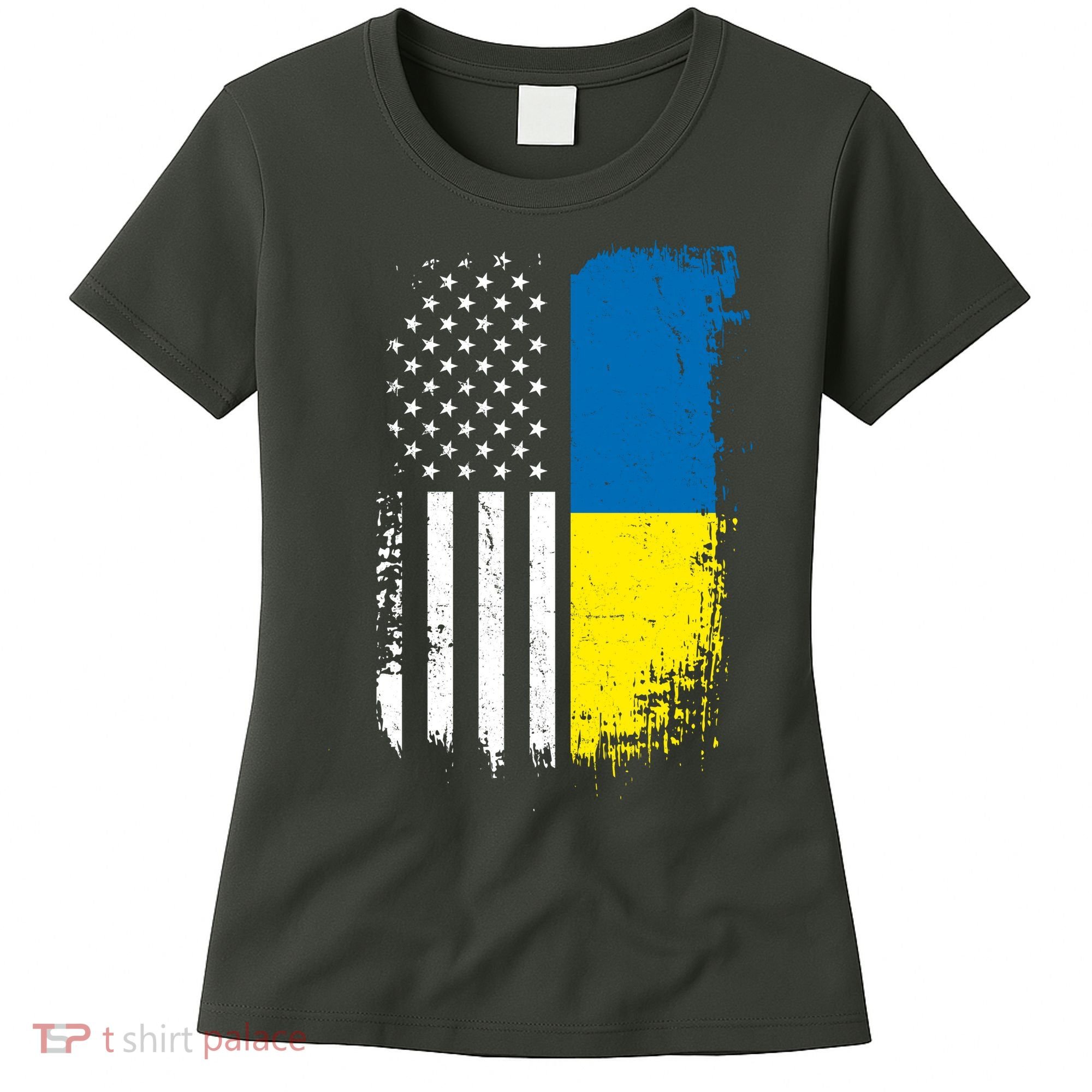 Distressed USA Ukraine Flag Stand With Ukraine Women's T-Shirt
