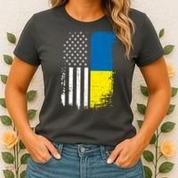 Distressed USA Ukraine Flag Stand With Ukraine Women's T-Shirt thumb 2