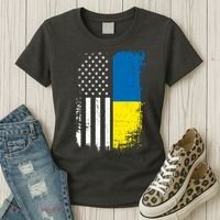Distressed USA Ukraine Flag Stand With Ukraine Women's T-Shirt thumb 3