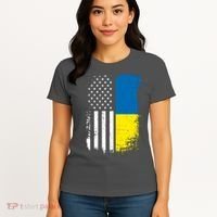 Distressed USA Ukraine Flag Stand With Ukraine Women's T-Shirt thumb 4