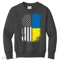 Distressed USA Ukraine Flag Stand With Ukraine Kids Sweatshirt thumb 0