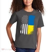 Distressed USA Ukraine Flag Stand With Ukraine Kids T-Shirt thumb 2