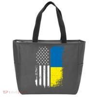 Distressed USA Ukraine Flag Stand With Ukraine Tote Bag thumb 0