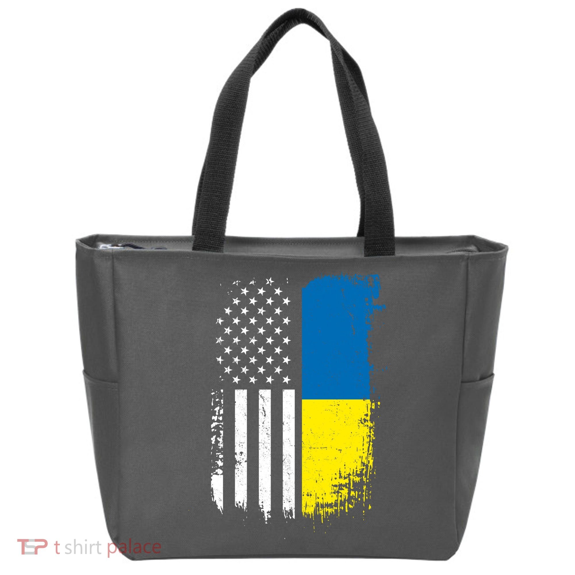 Distressed USA Ukraine Flag Stand With Ukraine Tote Bag