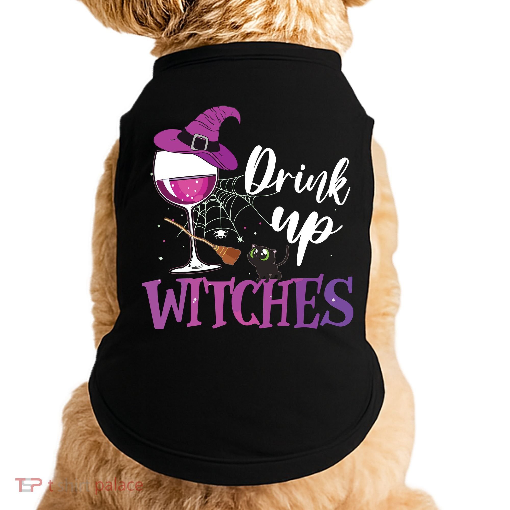 Drink Up Witches Wine Lover Drinking Halloween Costume Doggie Tank