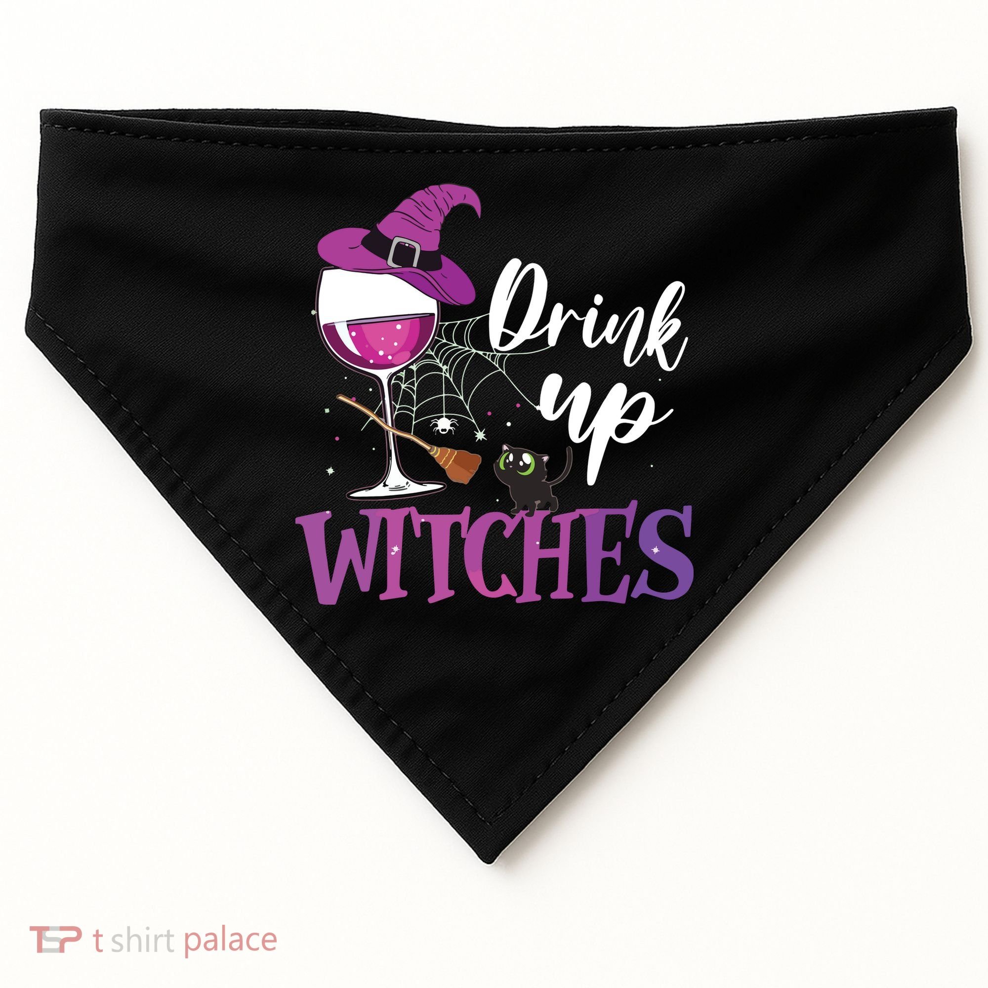 Drink Up Witches Wine Lover Drinking Halloween Costume USA-Made Doggie Bandana