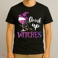 Drink Up Witches Wine Lover Drinking Halloween Costume T-Shirt thumb 3