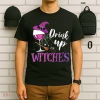 Drink Up Witches Wine Lover Drinking Halloween Costume T-Shirt thumb 6