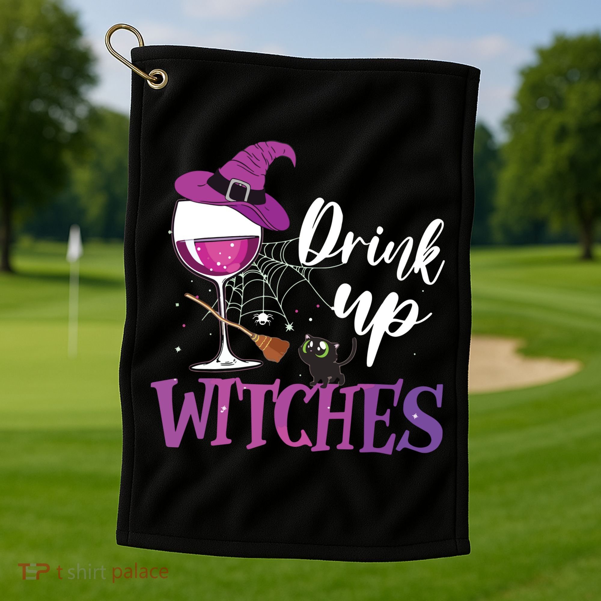 Drink Up Witches Wine Lover Drinking Halloween Costume Golf Towel