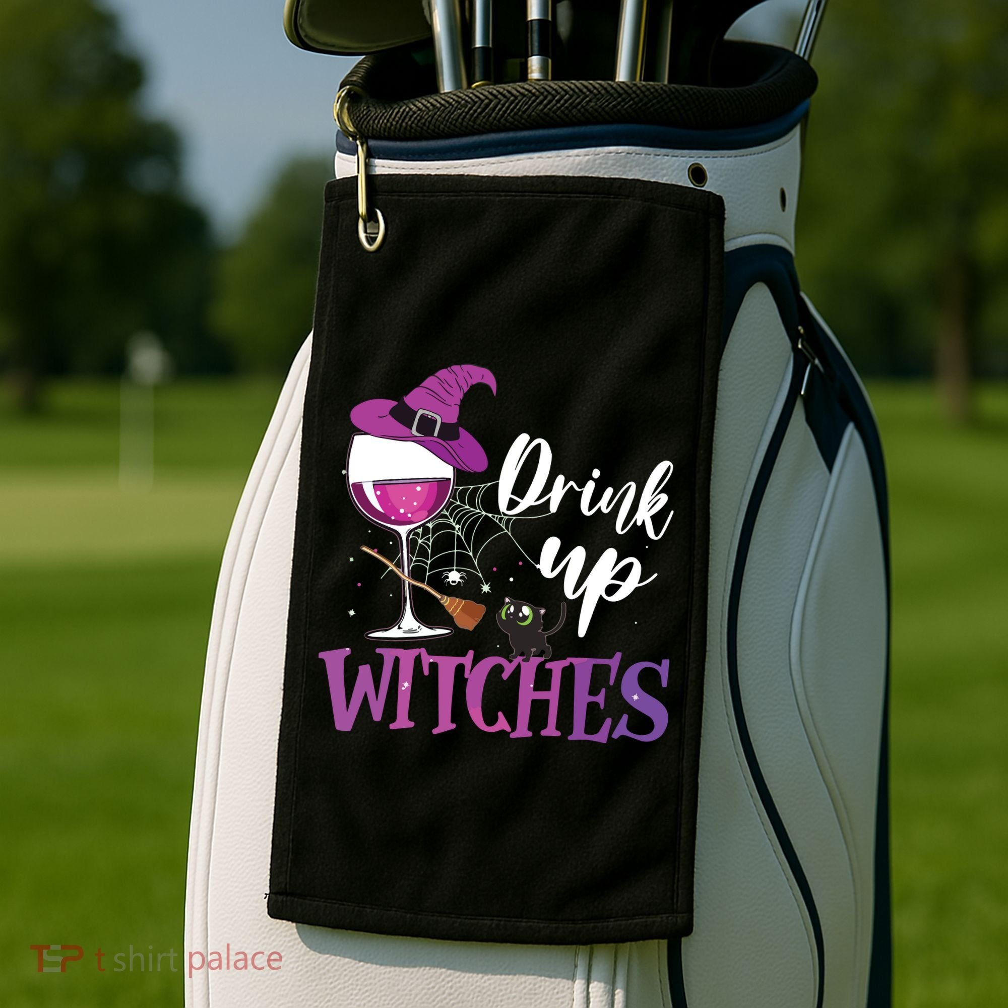 Drink Up Witches Wine Lover Drinking Halloween Costume Golf Towel
