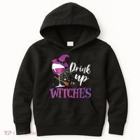 Drink Up Witches Wine Lover Drinking Halloween Costume Kids Hoodie thumb 0
