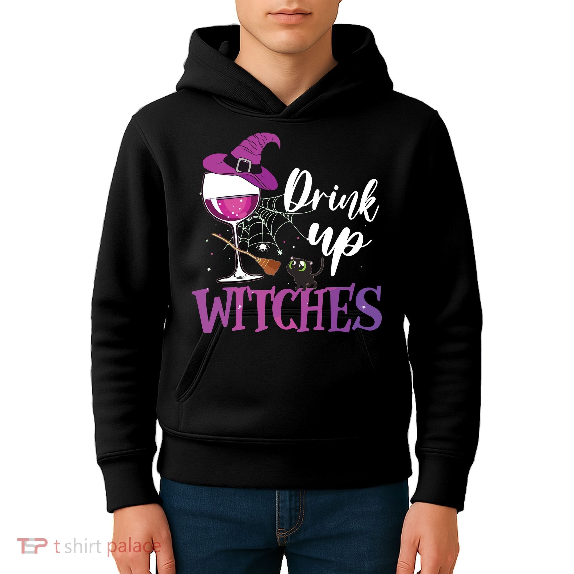 Drink Up Witches Wine Lover Drinking Halloween Costume Kids Hoodie