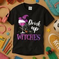 Drink Up Witches Wine Lover Drinking Halloween Costume Kids T-Shirt thumb 3