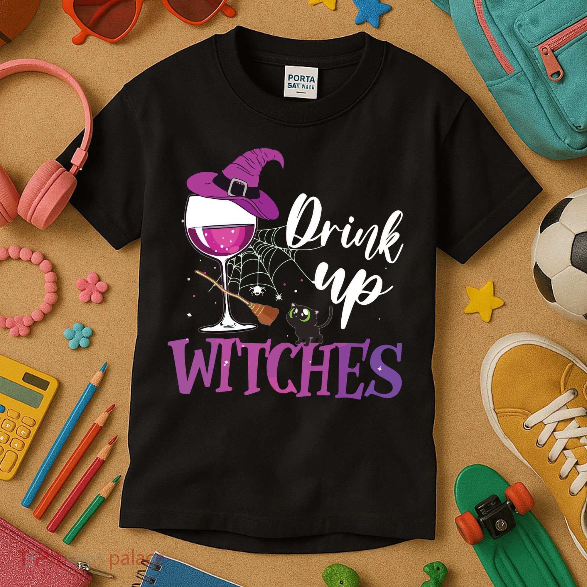 Drink Up Witches Wine Lover Drinking Halloween Costume Kids T-Shirt