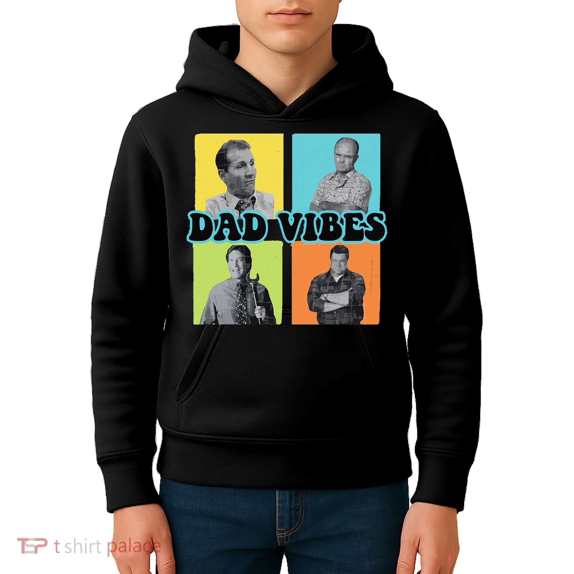 Dad Vibes 90s Dad Vibes Retro Funny Kids Hoodie