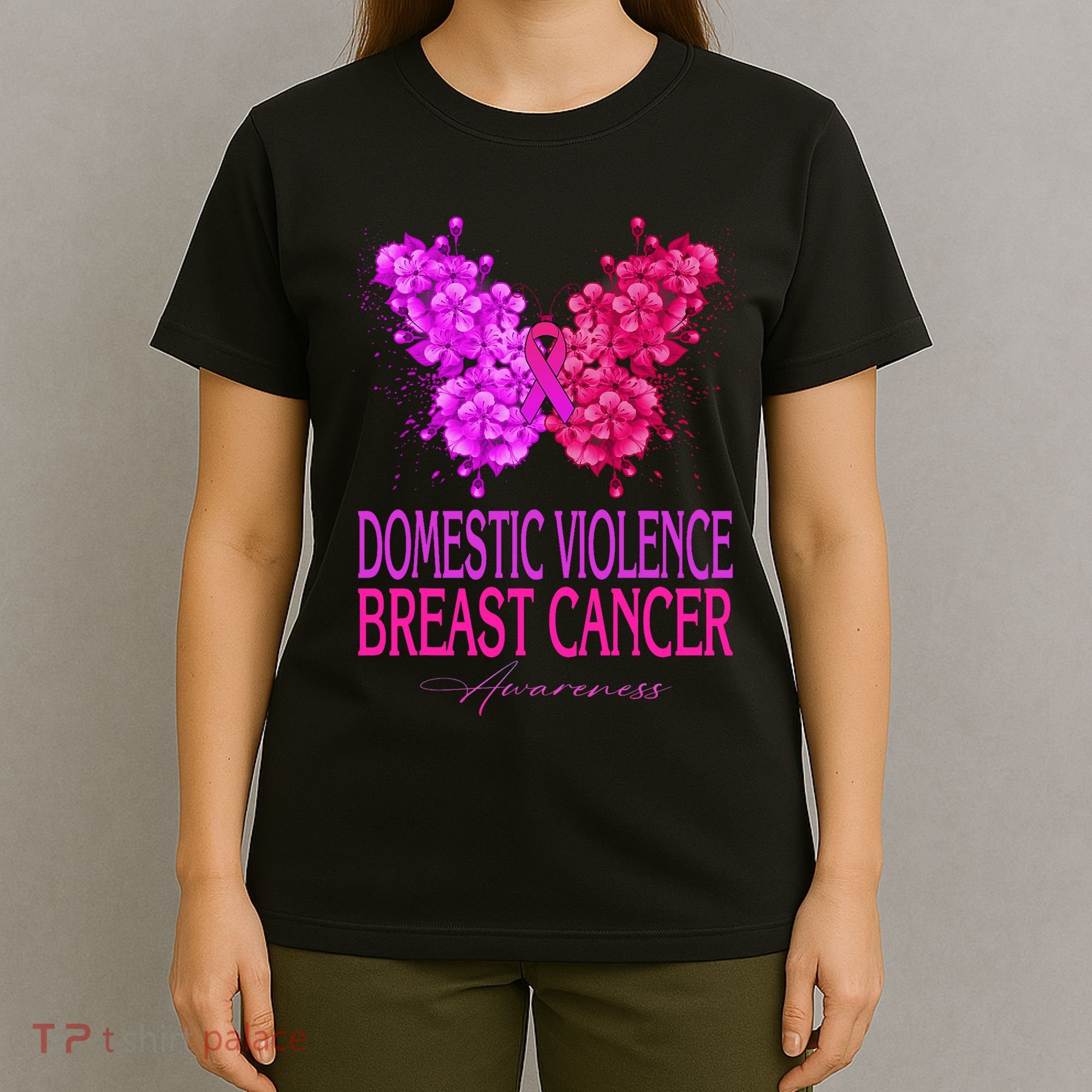 Domestic Violence And Breast Cancer Awareness Month T-Shirt