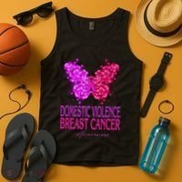 Domestic Violence And Breast Cancer Awareness Month Tank Top thumb 4