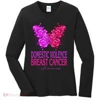 Domestic Violence And Breast Cancer Awareness Month Women's Long Sleeve Shirt thumb 0